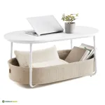 Diivanilaud 55 x 100 x 45,7 cm valge metallraam