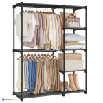 Avatud riidekapp 112 x 43 x 165 cm must riiulitega