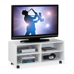 TV-alus 35 x 80 x 35 cm valge ratastel sahtlitega