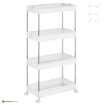 Vannitoariiul ratastega 40,3x22,2x86 cm valge 4 astet