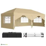 Paviljon 6 x 3 x 2,6 m beež kokkupandav &otilde;uevarjuks
