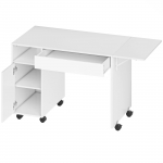 Arvutilaud ratastega 130x58x73.2 cm valge