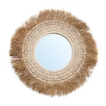 &Uuml;mmargune peegel Bazar Biza 75 cm raffia ja karbid