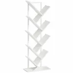 Puidust raamaturiiul 9-korruseline 50x24x136 cm valge