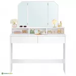 Meigilaud peegliga 100 x 40 x 142 cm valge 2 sahtlit