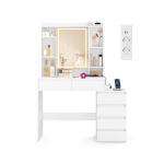 Meigilaud 40 x 105 x 145 cm valge LED-peegel ja sahtlid