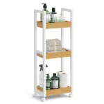 3-korruseline vannitoarullik bambus ratastel 30 x 20 x 80 cm