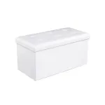 Kokkupandav hoiukast istmega 76x38x38 cm valge kunstnahk