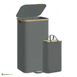 Pesukorv 42 x 32 x 75 cm hall kaanega bambusraam