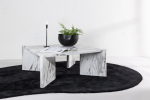 Kohvilaud Rogaland valge 100 x 100 cm MDF ja marmorilook