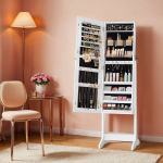 Peegliga ehtekapp 41,2 x 36,5 x 152 cm valge MDF