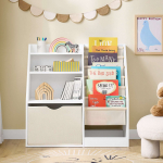 Laste raamaturiiul Montessori 80x40x80 cm valge 3 tasandit