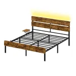Voodiraam LED-valgustuse ja USB-pordidega 160x200