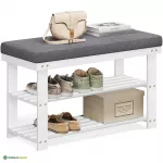 Esikupink riiuliga bambusest valge-hall 71 cm