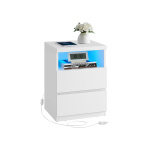 &Ouml;&ouml;kapp valgustusega LED valge kaks sahtlit MDF-ist