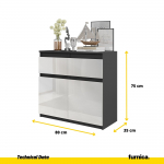 Kitsas kummut 75x80x35 cm Antratsiit Valge
