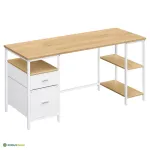 Kirjutuslaud 160 x 60 x 76 cm Must Teras riiulitega