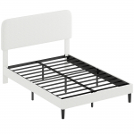 Voodiraam 140x200 cm valge metall ja pehme peats