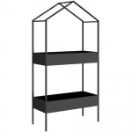Taimede alus 75 &times; 35 &times; 150 cm must metall 2 riiulit