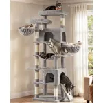 Suur kassipuu kraapimisplaatidega 206 cm helehall