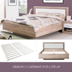 Puidust voodi 160x200 hall tamm ja valge latiatsiga