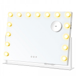 Meigipeegel 58&times;43 cm Matt Valge 15 LED-pirni ja dimmer