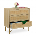 Kummut 80 x 80 x 42 cm naturaalne 3 sahtlit rotangiefekt