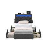 Voodiraam 90x200 cm tumehall metall