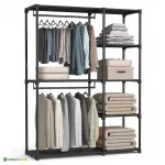Avatud riidekapp 43 x 124 x 182 cm must riiulitega