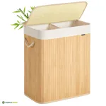 Pesukorv kaanega 52 x 32 x 61 cm looduslik 95 L