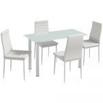 Valge klaasist s&ouml;&ouml;gitoa komplekt 120x60x75 cm 4 tooli