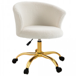 Kontoritool 58x56x68-76 cm valge kuldne teddy-fliis