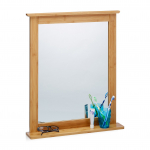 Seinapeegel riiuliga 68 x 56 x 9,5 cm pruun bambusraam