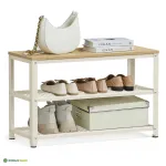 Jalatsiriiul istmega 30 x 73 x 45 cm valge 2 riiulit