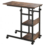 Ratastel abilaud 80 &times; 40 cm must metallist 2 riiuliga