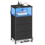 &Ouml;&ouml;kapp tindimust LED-valgustusega ja pistikupesaga 396x30x759 cm 3 sahtlit