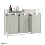 Pesukorv valge 3 x 38 L 3 kotiga ja metallraamiga