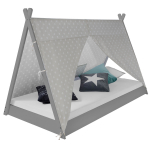 Lastevoodi maja Tipi 90x200 cm hall m&auml;nnipuidust