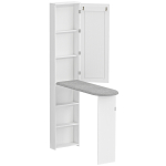 Triikimislaua kapp 106x35x174 cm valge peegliga