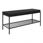 Esikupink riiuliga Vita pehme iste must 100x36x49 cm