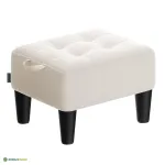 Taburet 40 x 32 x 26 cm valge-must sametkattega