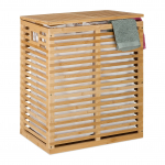 Pesukorv 61 x 53 x 35 cm beež bambus 2 kotti