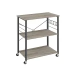 K&ouml;&ouml;giriiul rataste ja 3 riiuliga 80x40x89 cm hall must
