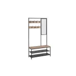 Riidenagi peegli, pingi ja jalatsiriiuliga 98x35x180 cm pruun must