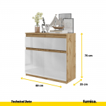 Kitsas kummut 75x80x35 cm Tamm Valge l&auml;ige