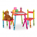 Lastelaua komplekt 60 x 40 cm 2 tooli punane lastetuppa