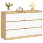 Kummut 6 sahtliga mandlikollane-valge 119,4 cm MDF