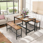 S&ouml;&ouml;gilaud ja toolid 325 x 108 x 50 cm tumepruun