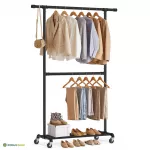 Riidestange ratastel 130 x 49 x 201 cm must 110 kg