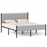 Metallist voodi 160x200 cm hall pehmendatud peatsiga